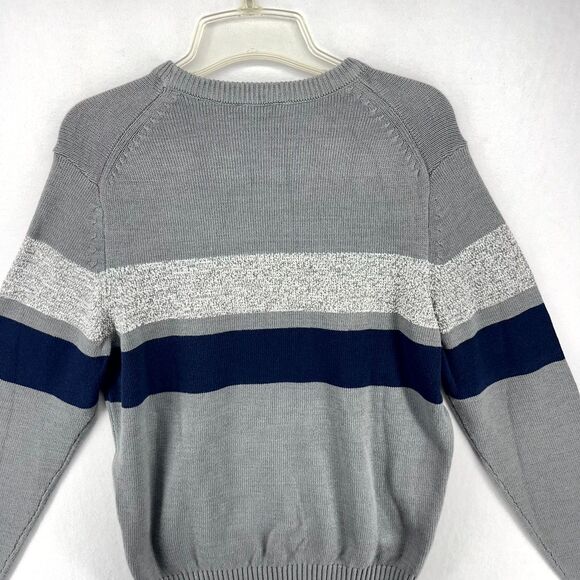 IZOD Woods Cove Chest Stripe Sweater Crew Neck Med Gray Heather Mens Size S NEW - Picture 5 of 10